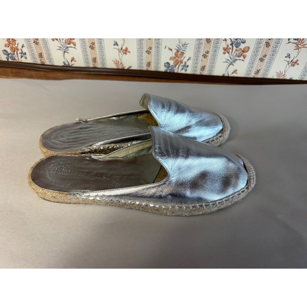 The Striped Sailor Slip-On Silver Espadrille Mules Made in Spain 38 - Picture 3 of 6